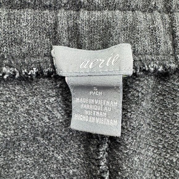 Aerie Dark Gray Lounge Sweat Shorts Size Small Elastic Waist Ruffle Trim - Picture 3 of 6